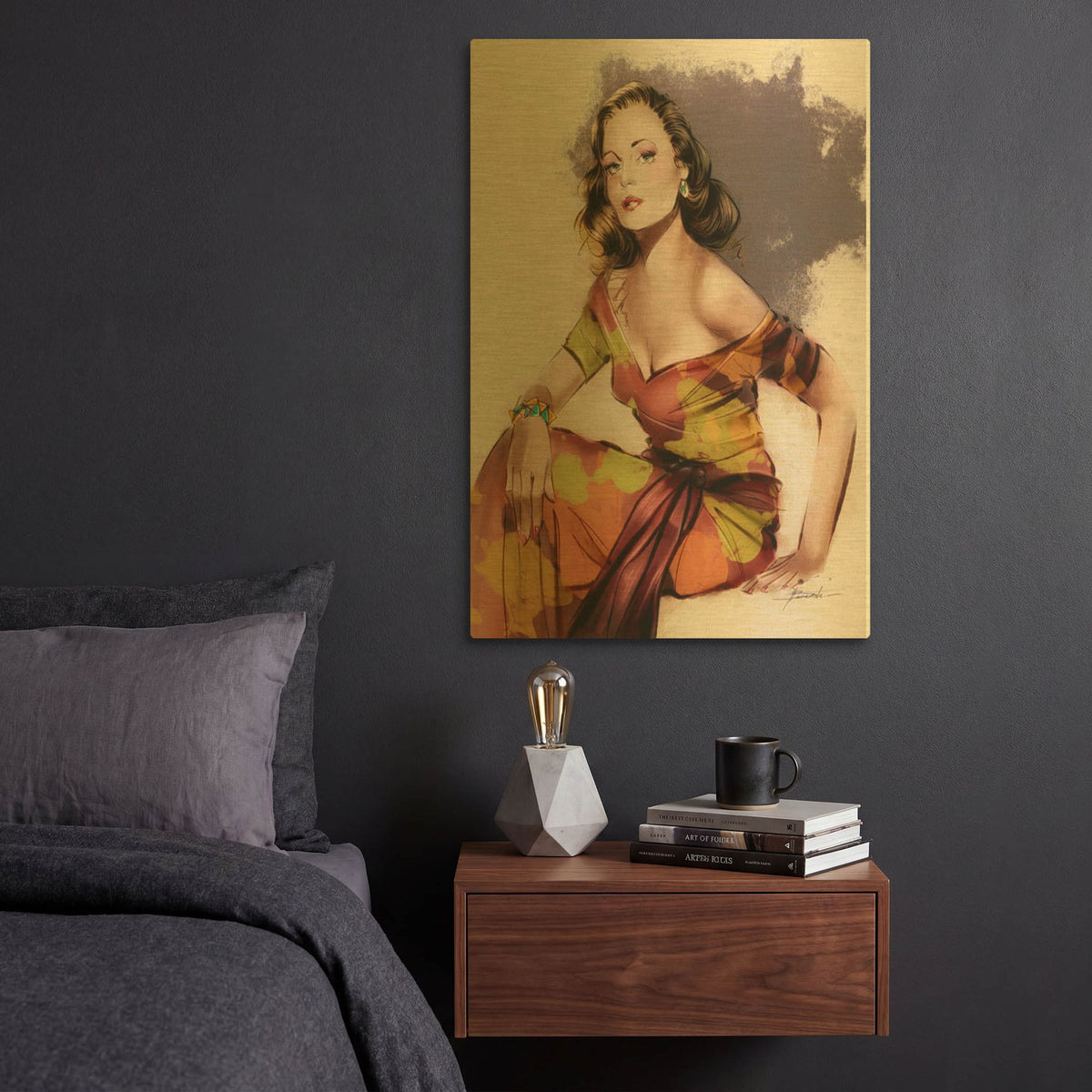 'Fem Noir' By TM Borenstein Gold Metal Wall Art
