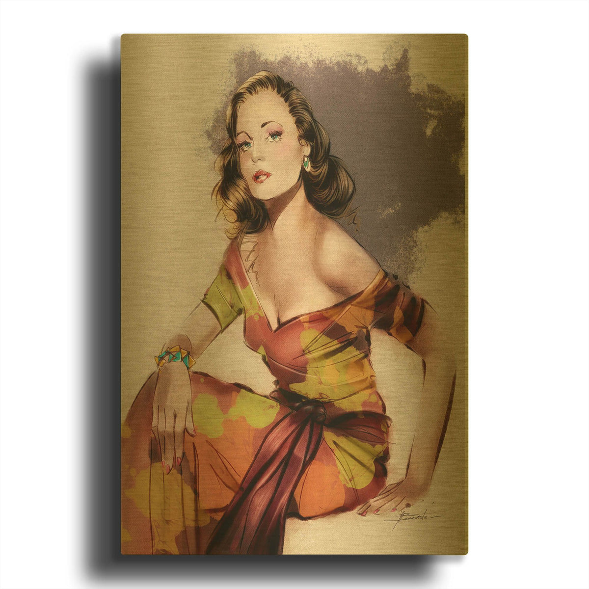 'Fem Noir' By TM Borenstein Gold Metal Wall Art