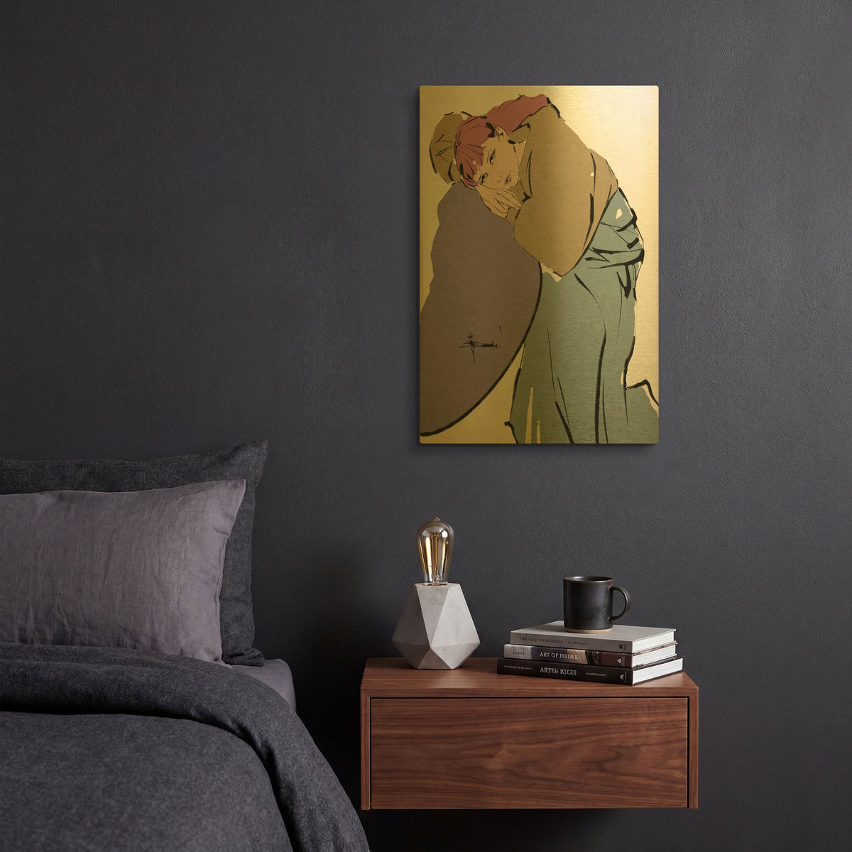 'Comfortable' By TM Borenstein Gold Metal Wall Art