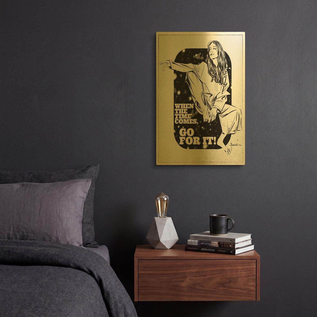 'Go For It' By TM Borenstein Gold Metal Wall Art