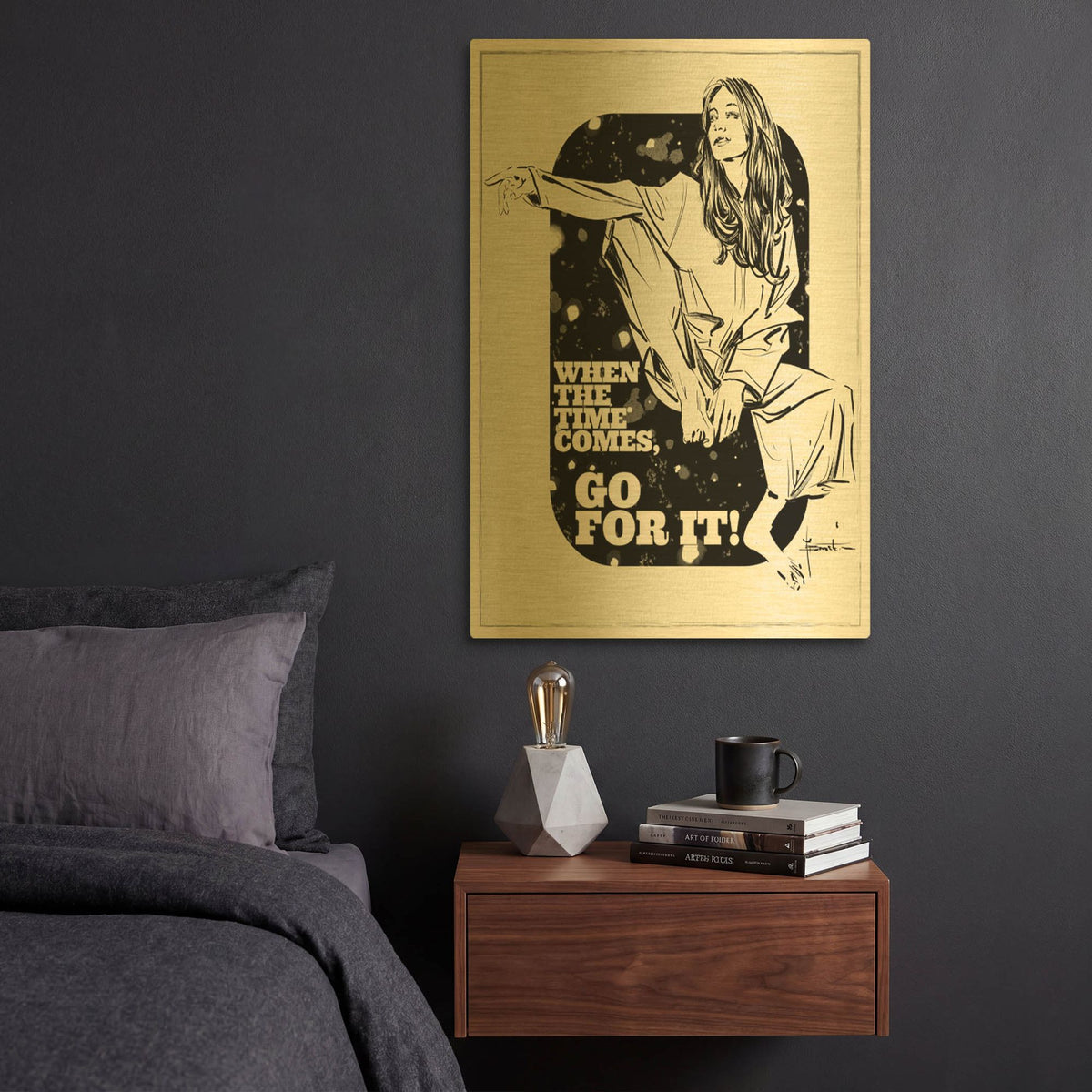 'Go For It' By TM Borenstein Gold Metal Wall Art