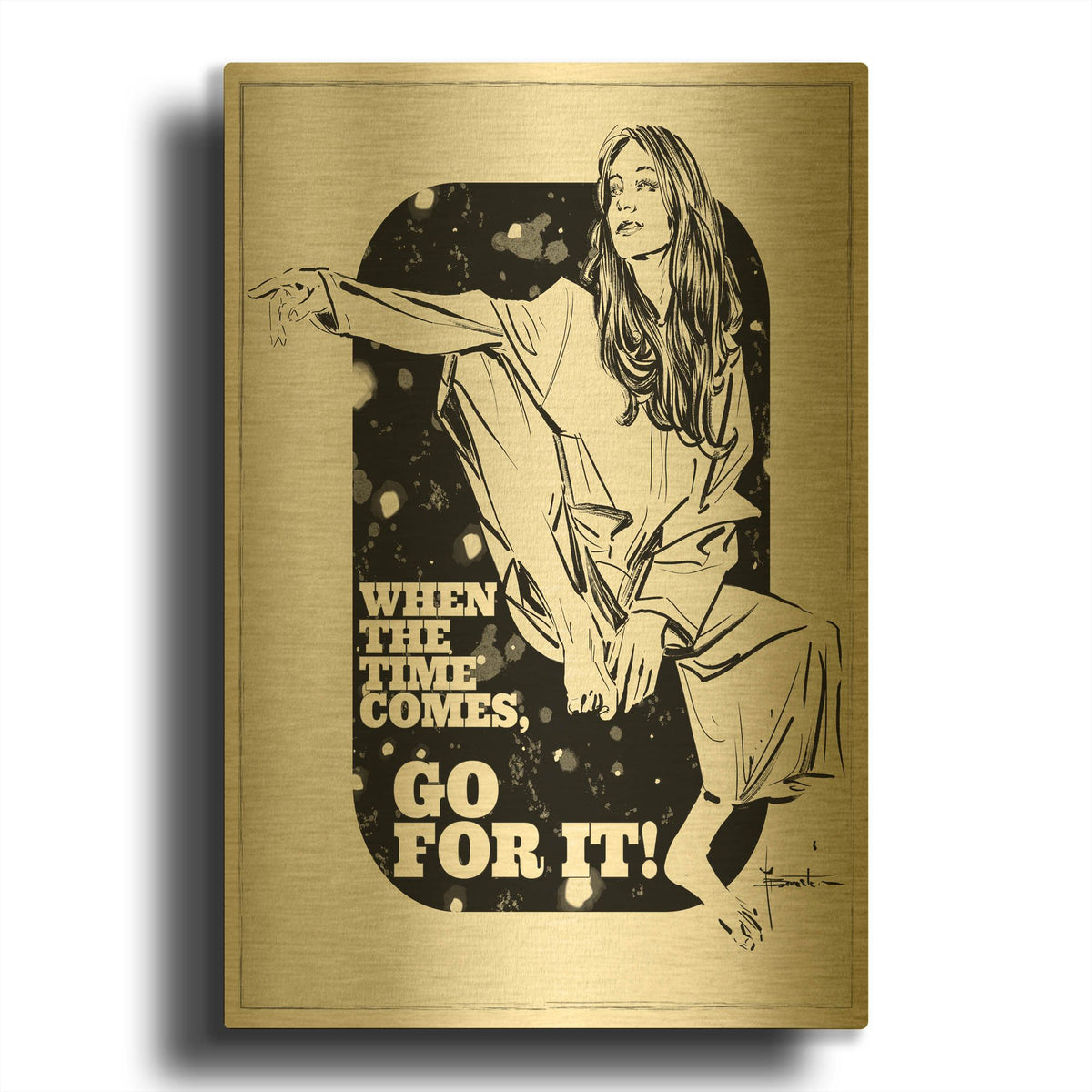 'Go For It' By TM Borenstein Gold Metal Wall Art