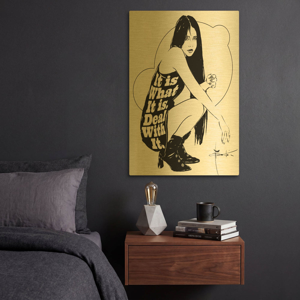 'It Is' By TM Borenstein Gold Metal Wall Art