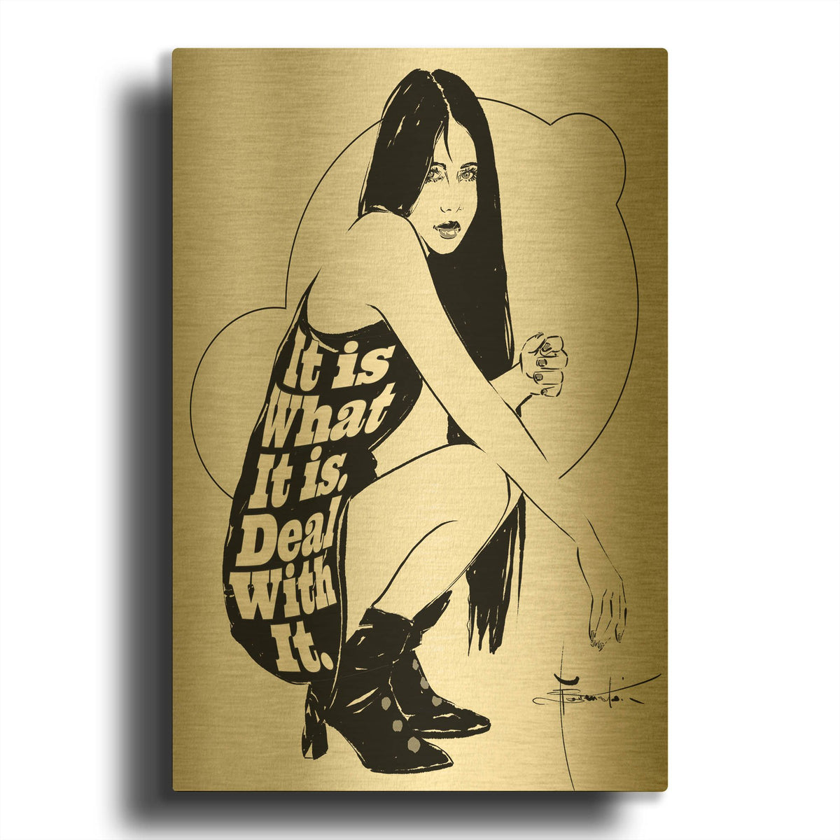 'It Is' By TM Borenstein Gold Metal Wall Art