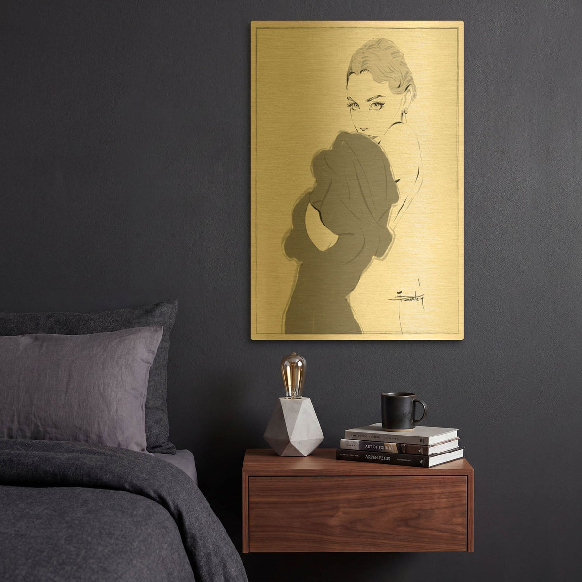 '37 Over The Shoulder' By TM Borenstein Gold Metal Wall Art