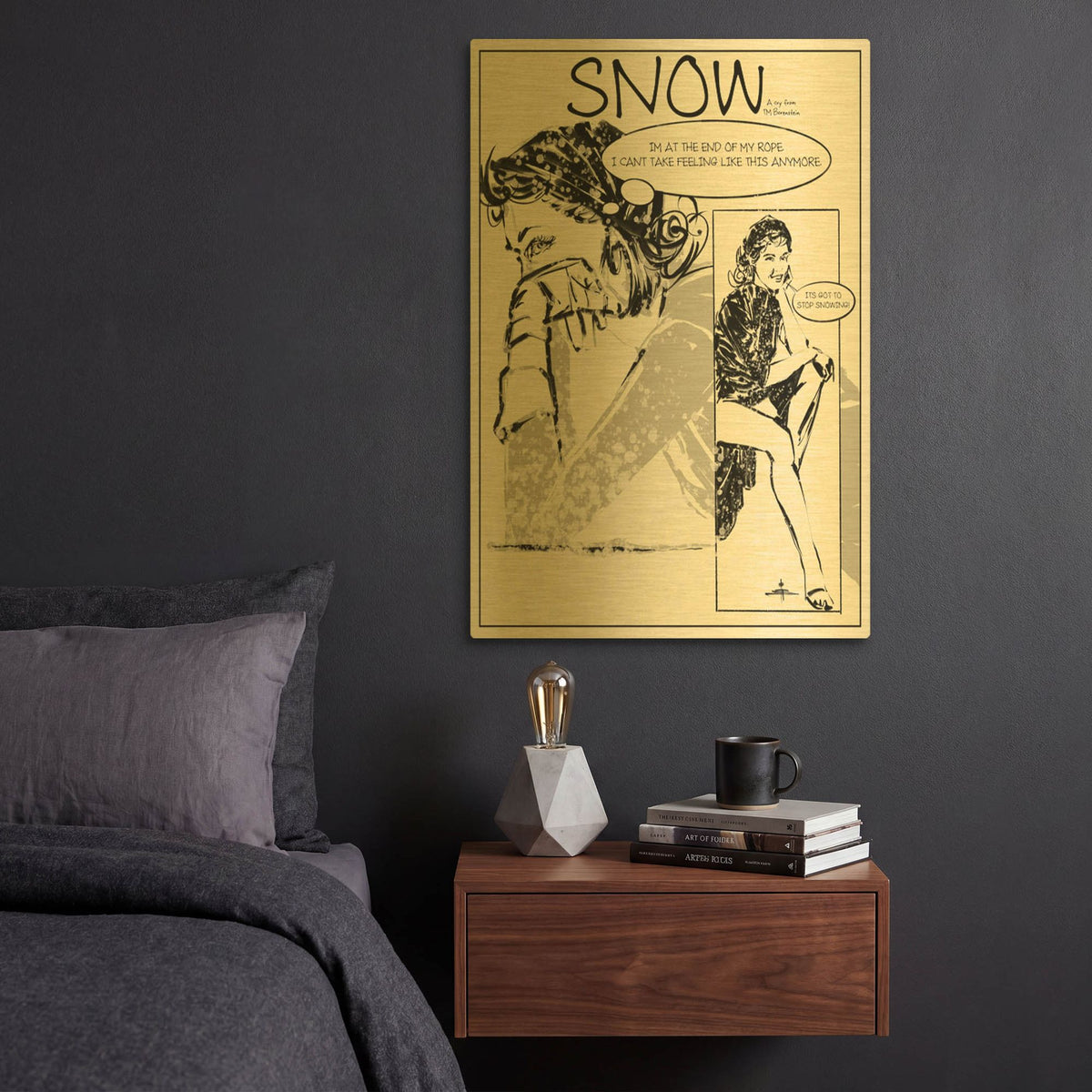'44 Snow' By TM Borenstein Gold Metal Wall Art