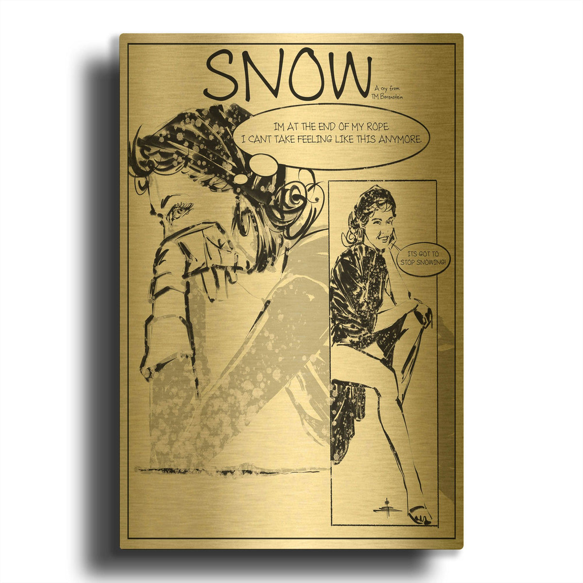 '44 Snow' By TM Borenstein Gold Metal Wall Art