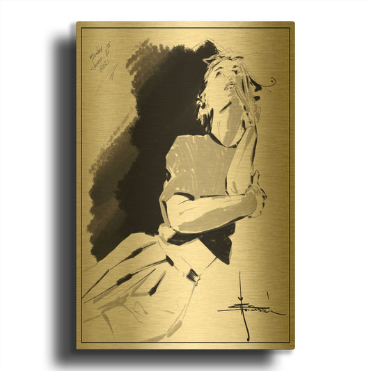 '46 Thinking' By TM Borenstein Gold Metal Wall Art