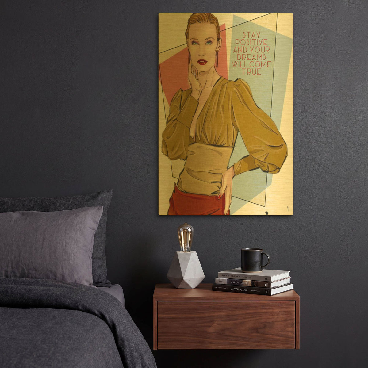 '49 Stay Positive' By TM Borenstein Gold Metal Wall Art