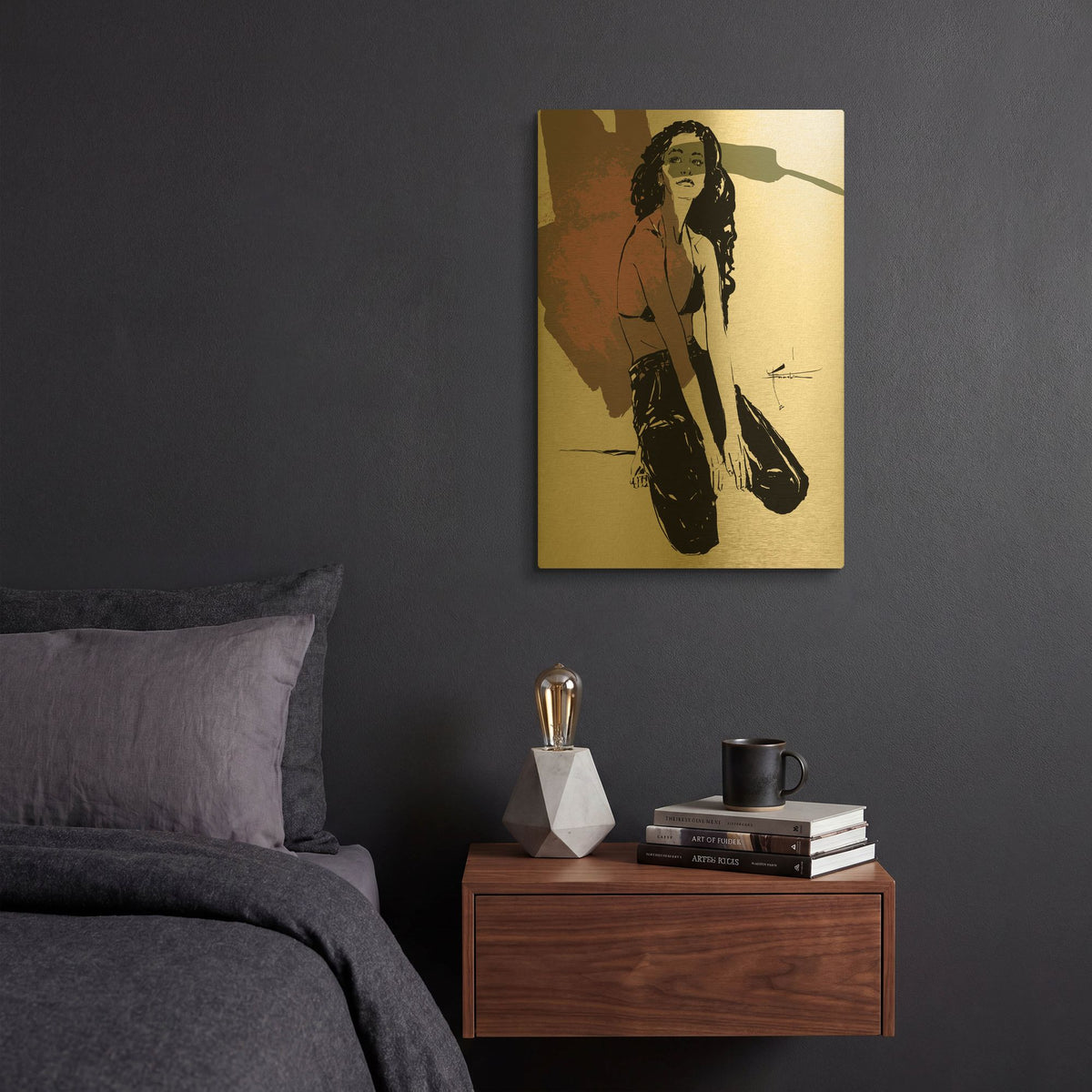 'Mind Game' By TM Borenstein Gold Metal Wall Art