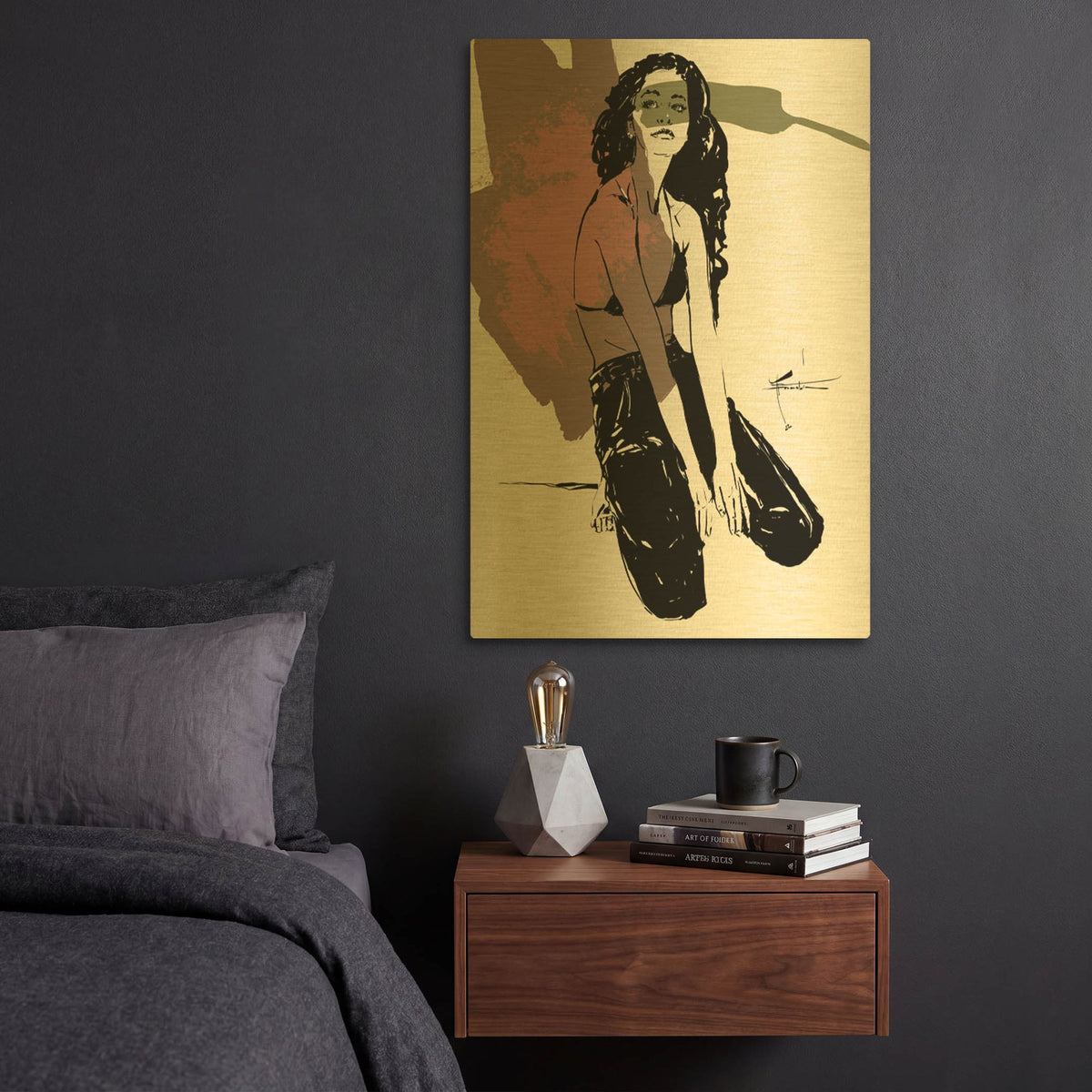 'Mind Game' By TM Borenstein Gold Metal Wall Art