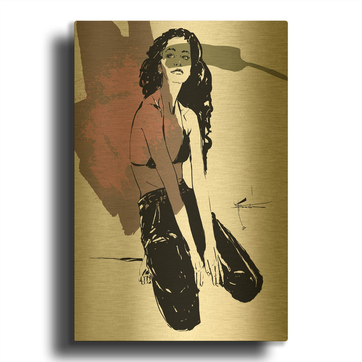 'Mind Game' By TM Borenstein Gold Metal Wall Art