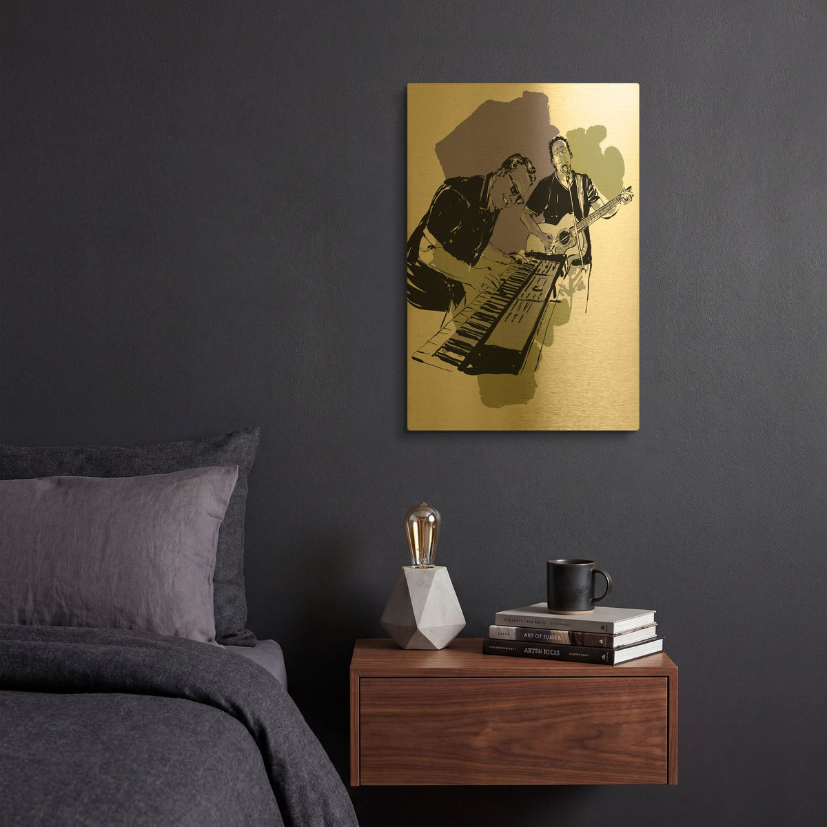 'Music Night' By TM Borenstein Gold Metal Wall Art