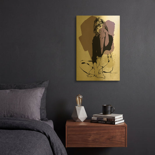 'Jump' By TM Borenstein Gold Metal Wall Art