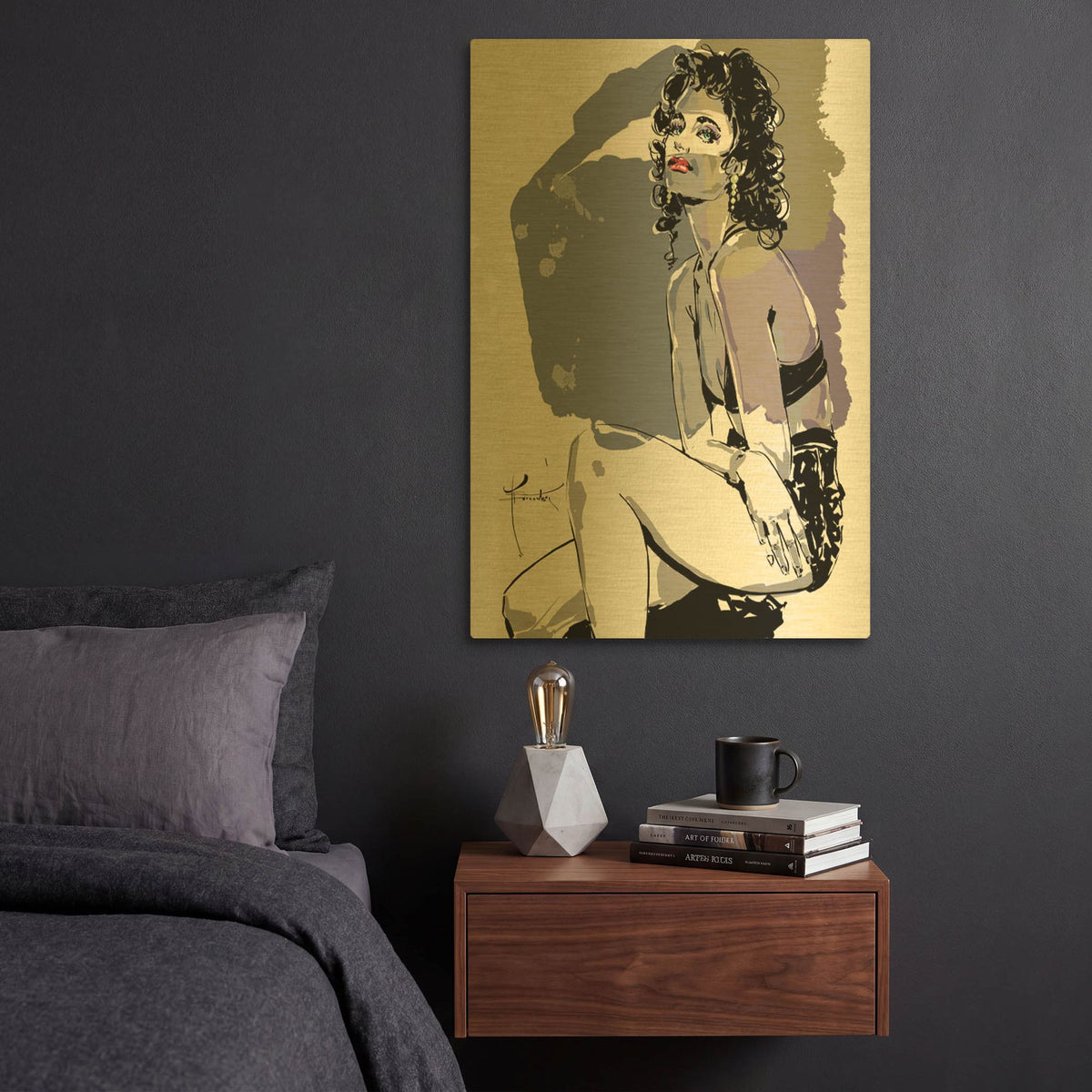 'Sour Girl' By TM Borenstein Gold Metal Wall Art