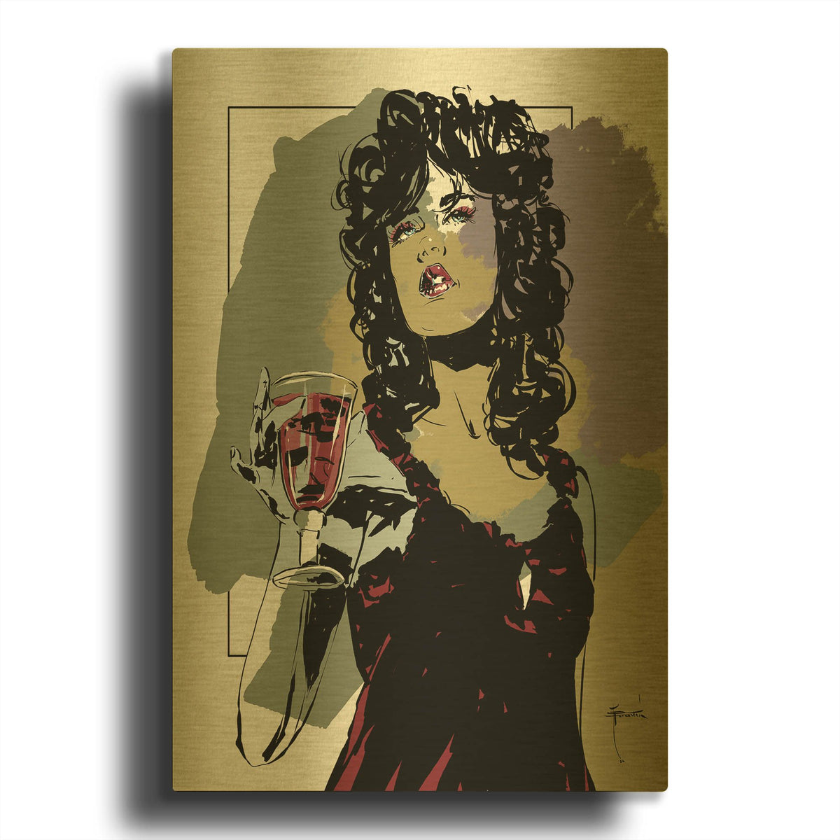'Cheers To You' By TM Borenstein Gold Metal Wall Art