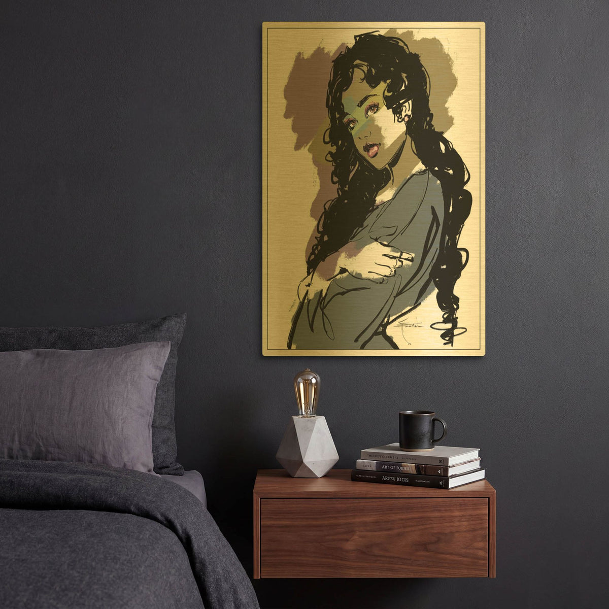 'Cross' By TM Borenstein Gold Metal Wall Art