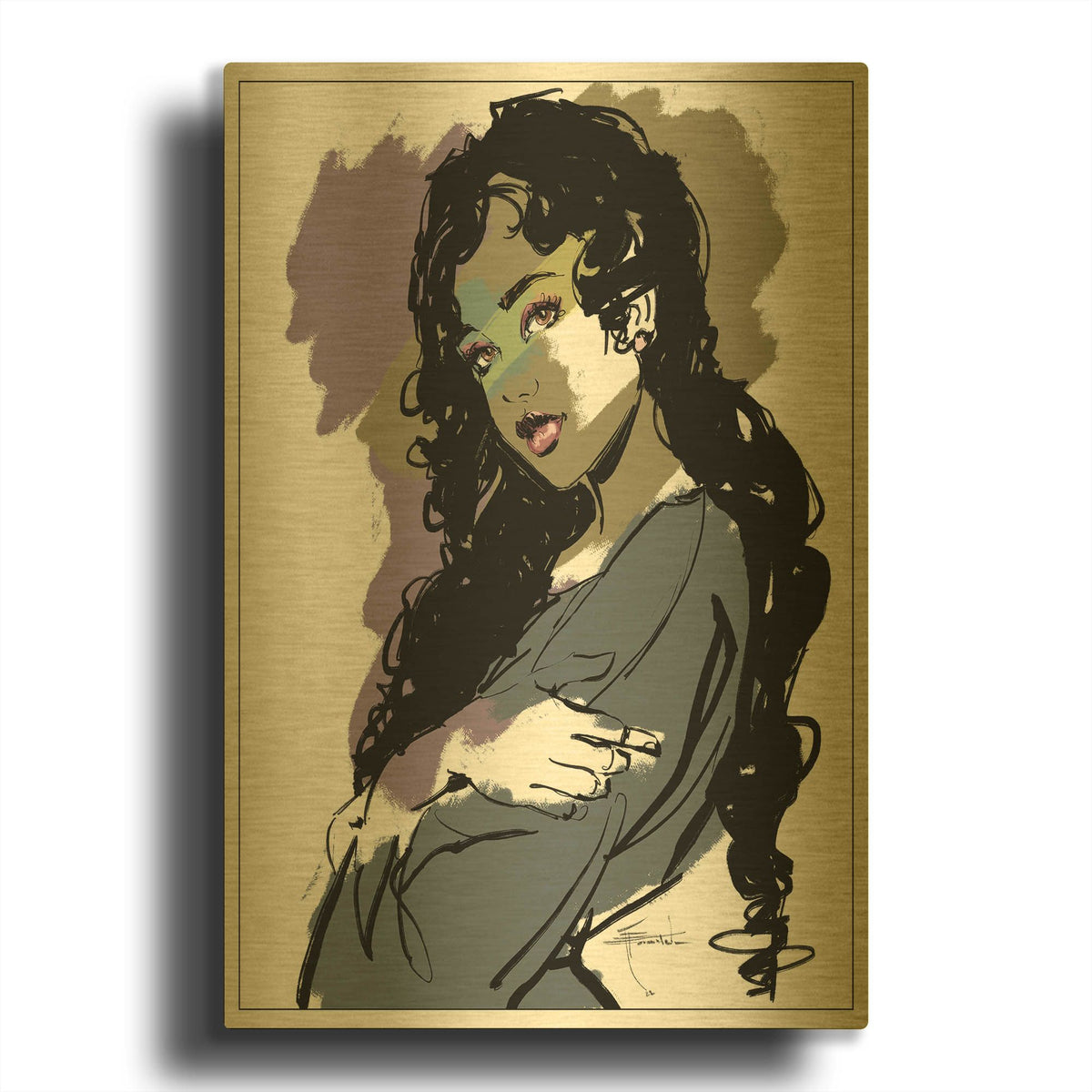 'Cross' By TM Borenstein Gold Metal Wall Art