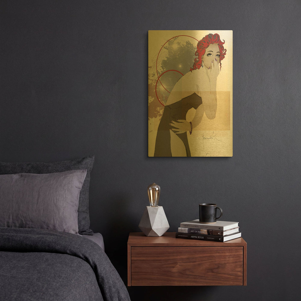 'Oh My' By TM Borenstein Gold Metal Wall Art