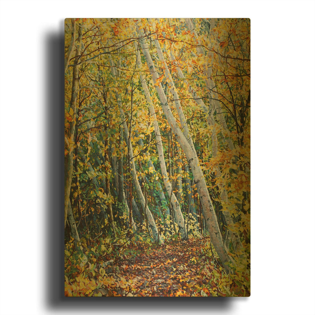 'Birch Path' By Joanne Towers Gold Metal Wall Art