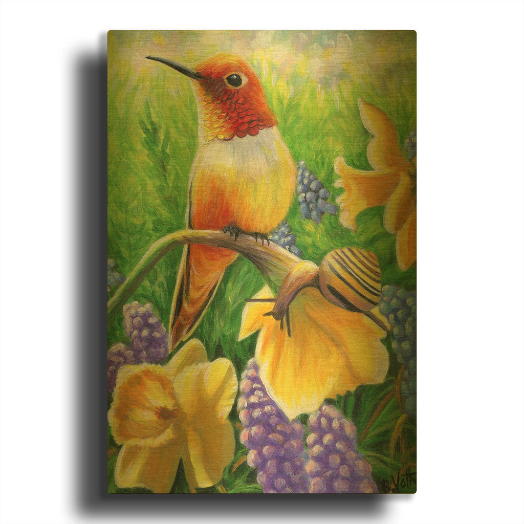 'Spring In The Garden9' By Bridget Voth Gold Metal Wall Art