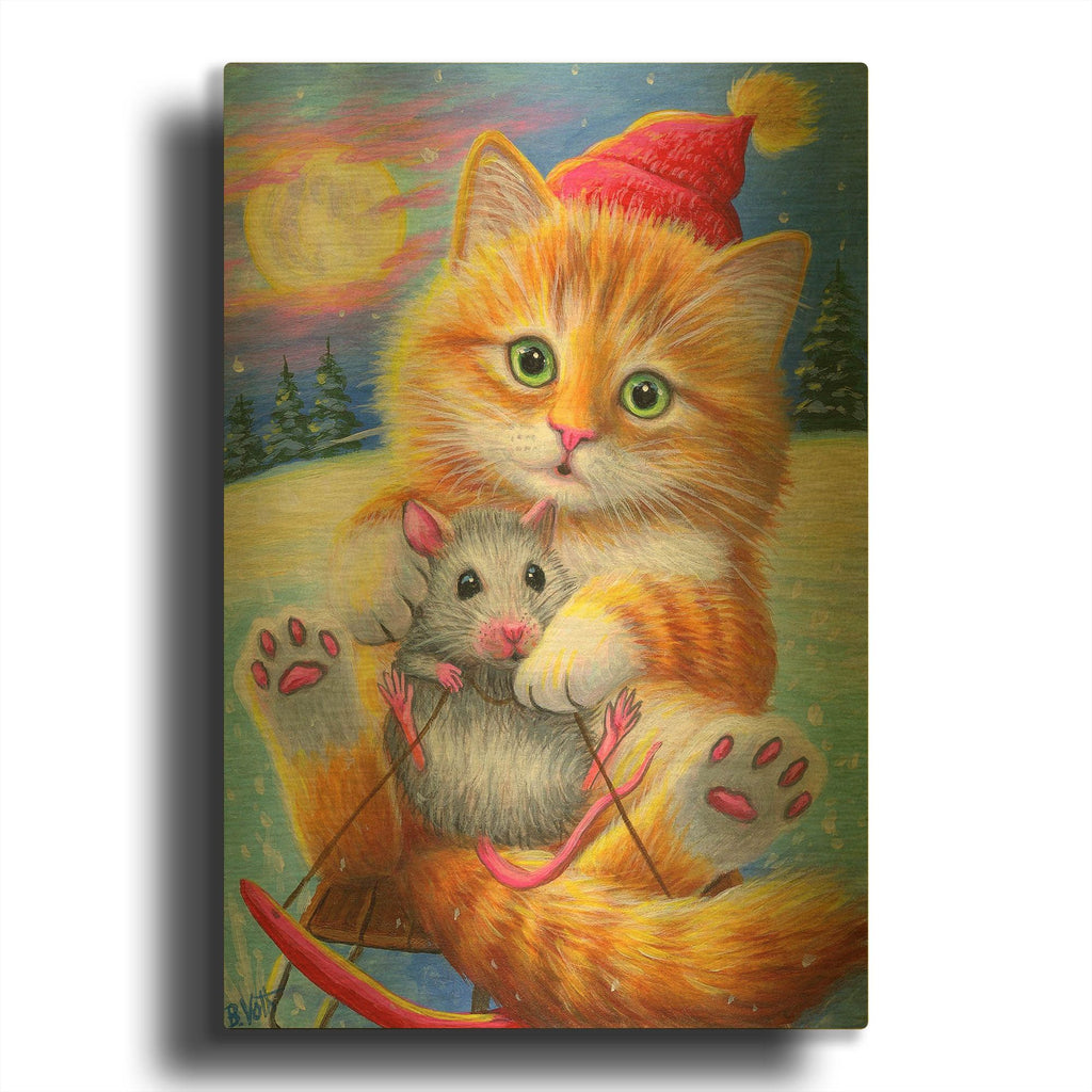 'Moonlight Fun!2' By Bridget Voth Gold Metal Wall Art