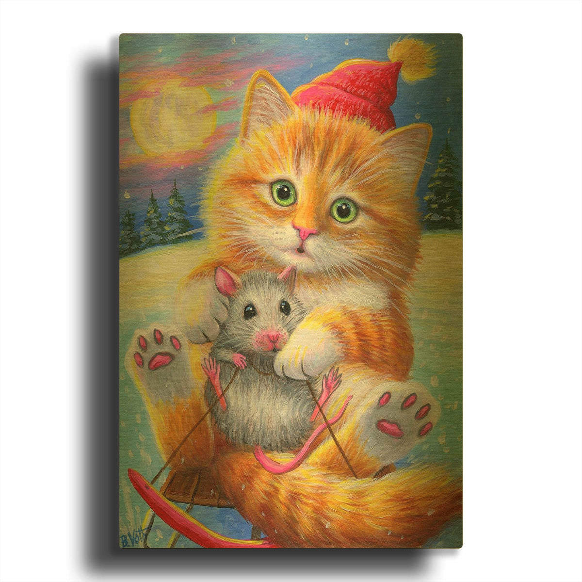 'Moonlight Fun!2' By Bridget Voth Gold Metal Wall Art