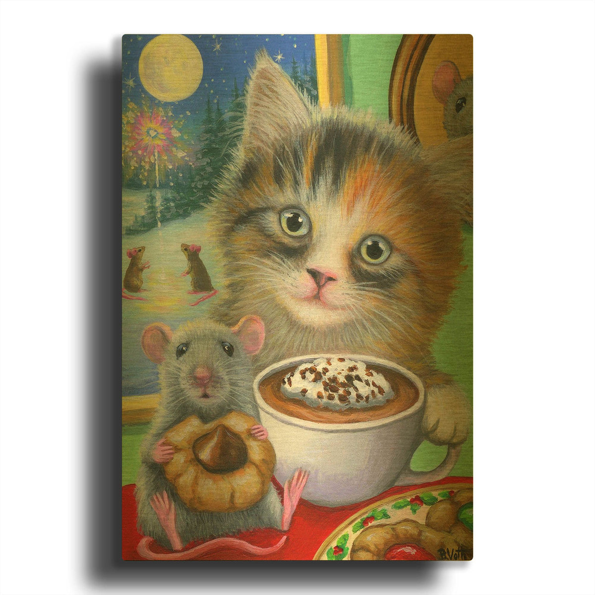 'New Year Treats' By Bridget Voth Gold Metal Wall Art