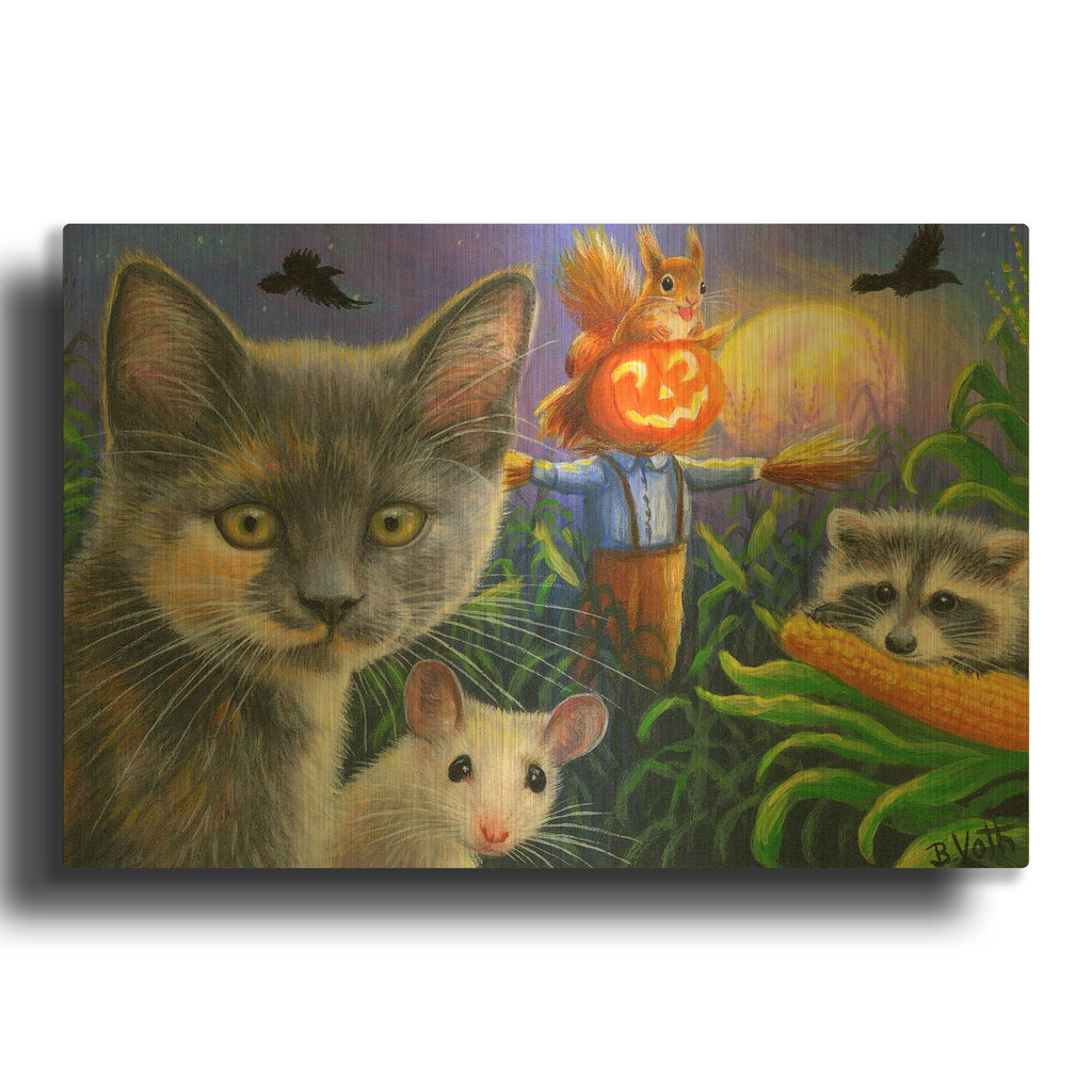 'Night In The Cornfield2' By Bridget Voth Gold Metal Wall Art