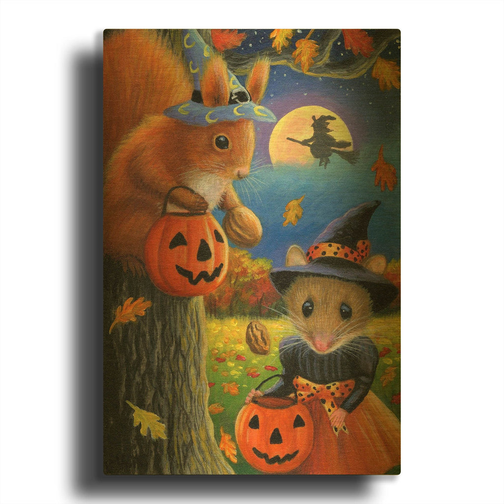 'Nuts For Halloween1' By Bridget Voth Gold Metal Wall Art