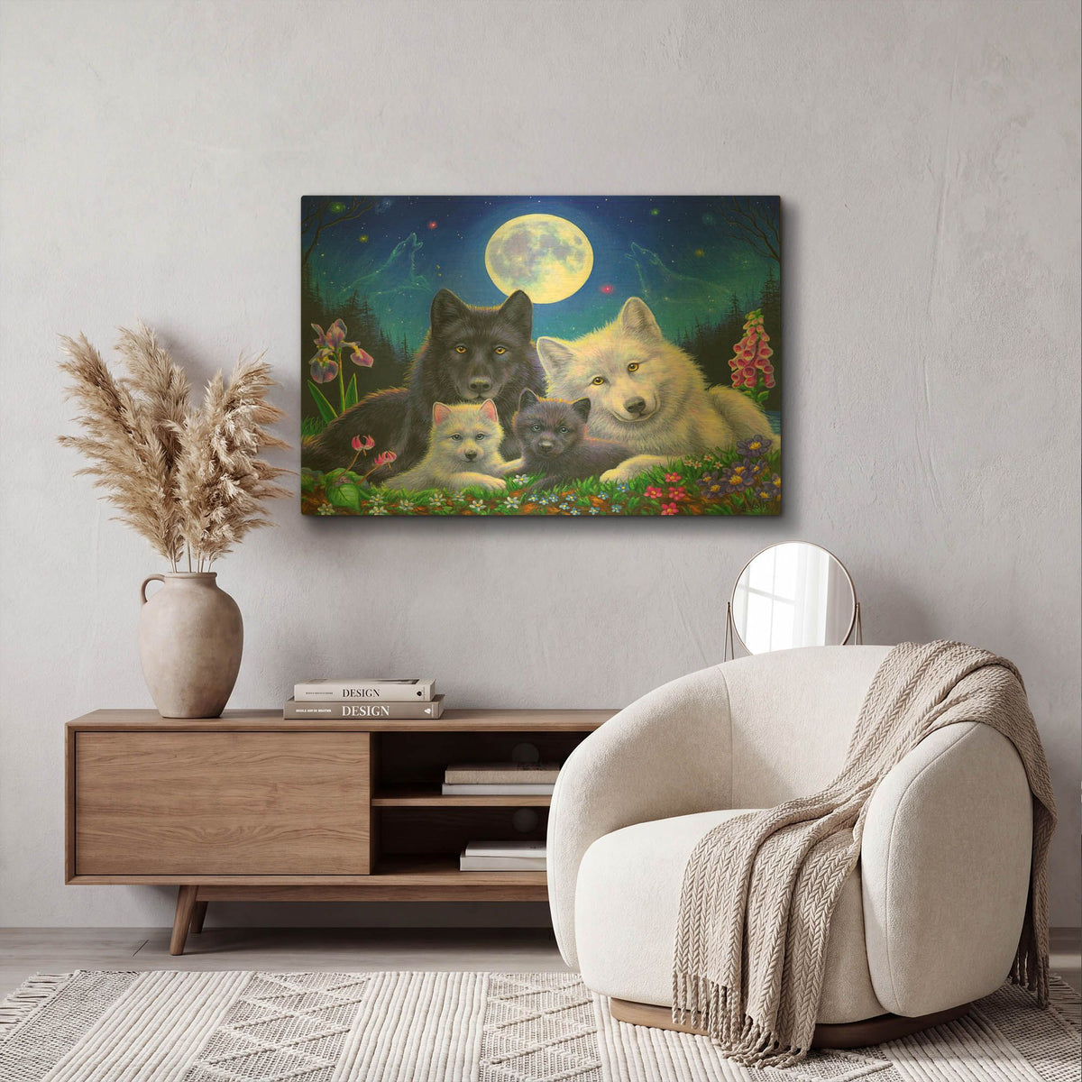 'Howling Moon' By Bridget Voth Gold Metal Wall Art
