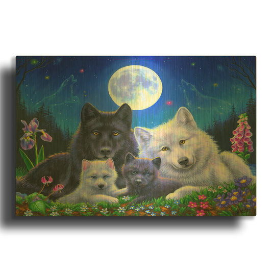 'Howling Moon' By Bridget Voth Gold Metal Wall Art