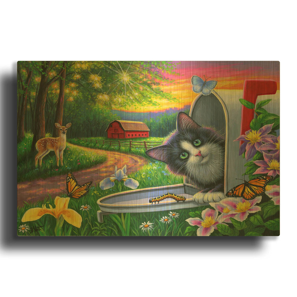'Is There A Letter For Me' By Bridget Voth Gold Metal Wall Art