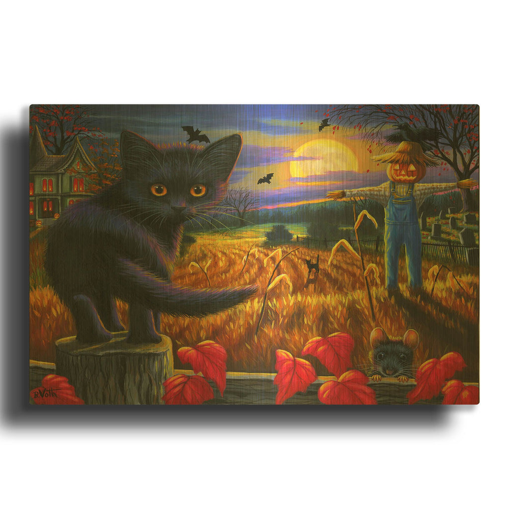 'Cornfield Moon' By Bridget Voth Gold Metal Wall Art