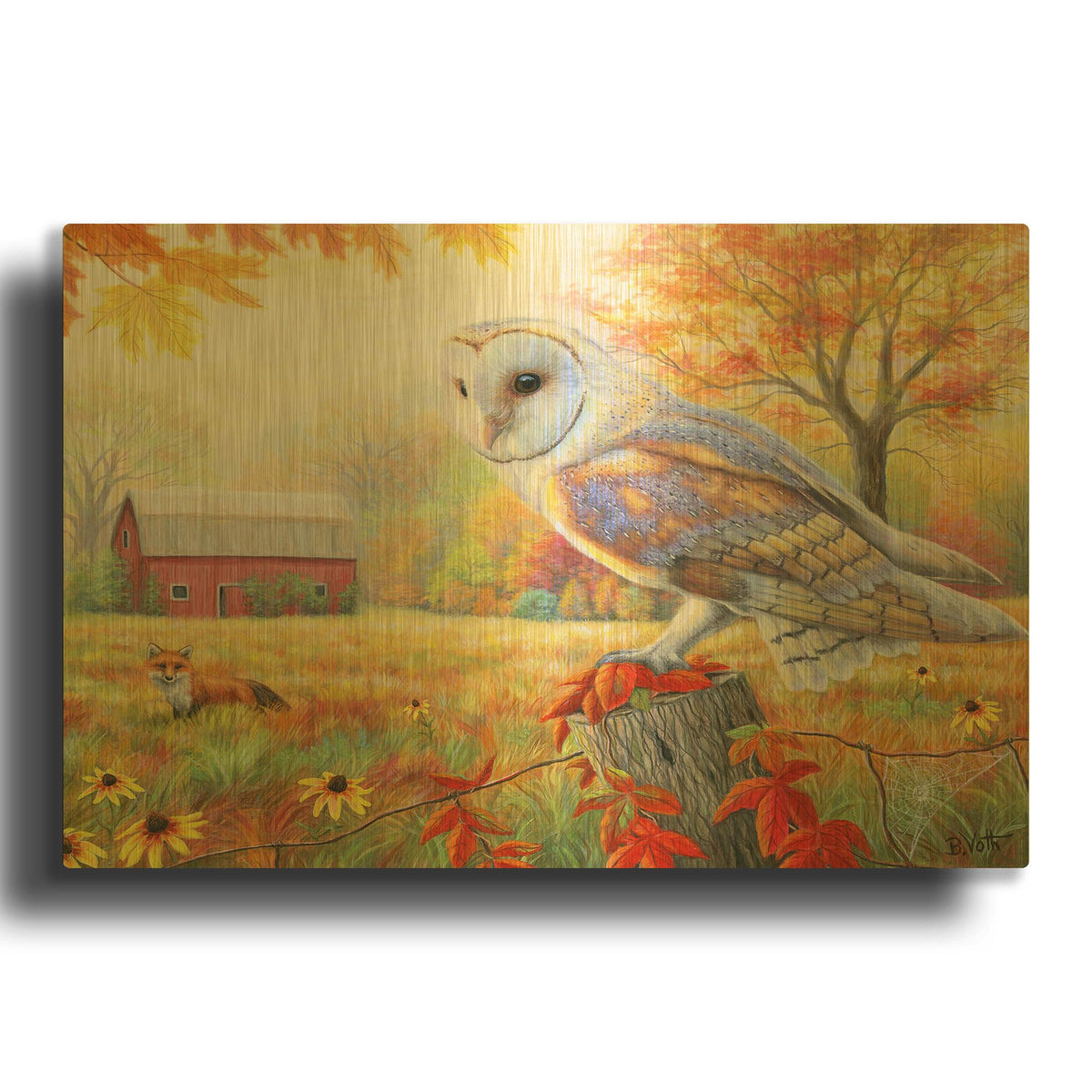 'Morning At The Old Farm' By Bridget Voth Gold Metal Wall Art