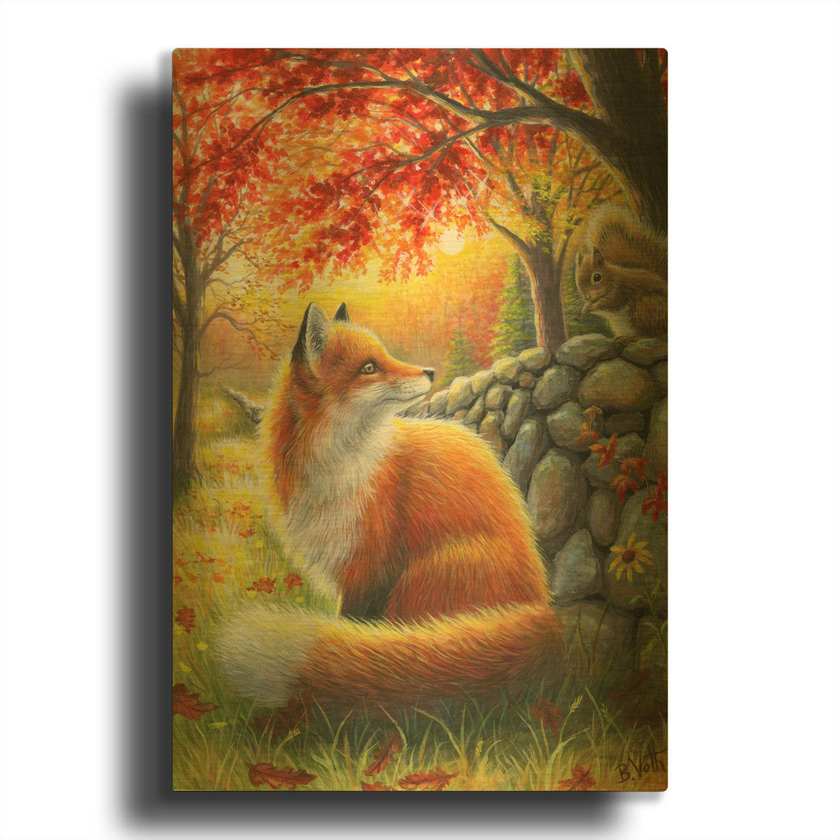 'A Friend For Little Fox' By Bridget Voth Gold Metal Wall Art