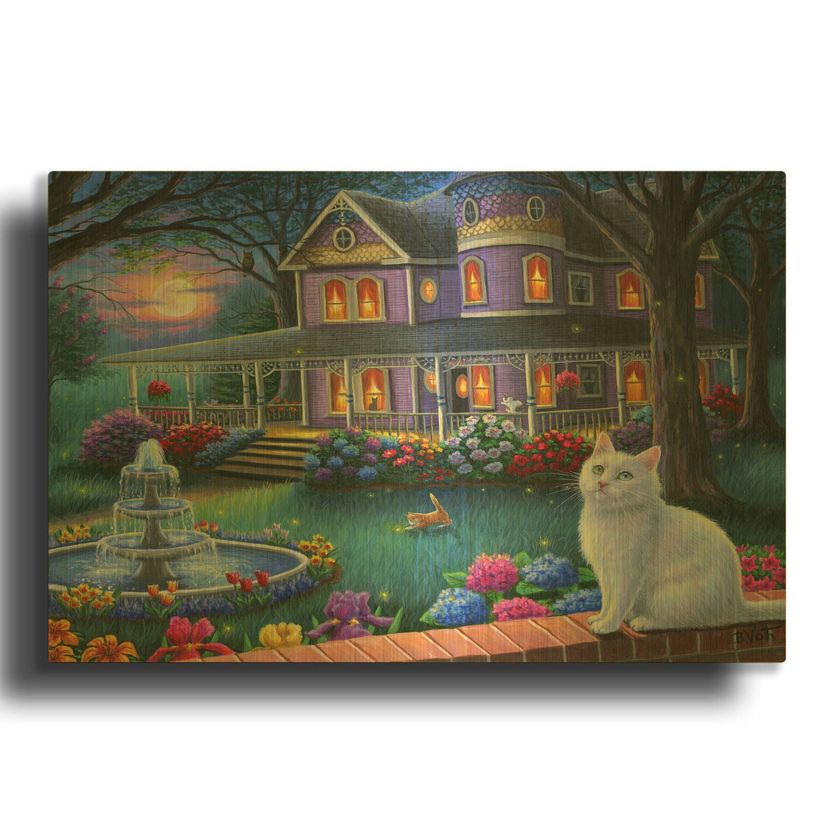 'Moonlight in the Garden' By Bridget Voth Gold Metal Wall Art