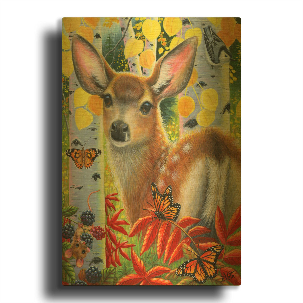 'Little Fawn' By Bridget Voth Gold Metal Wall Art