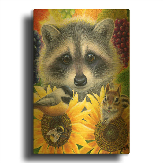 'Sunflower Friends' By Bridget Voth Gold Metal Wall Art