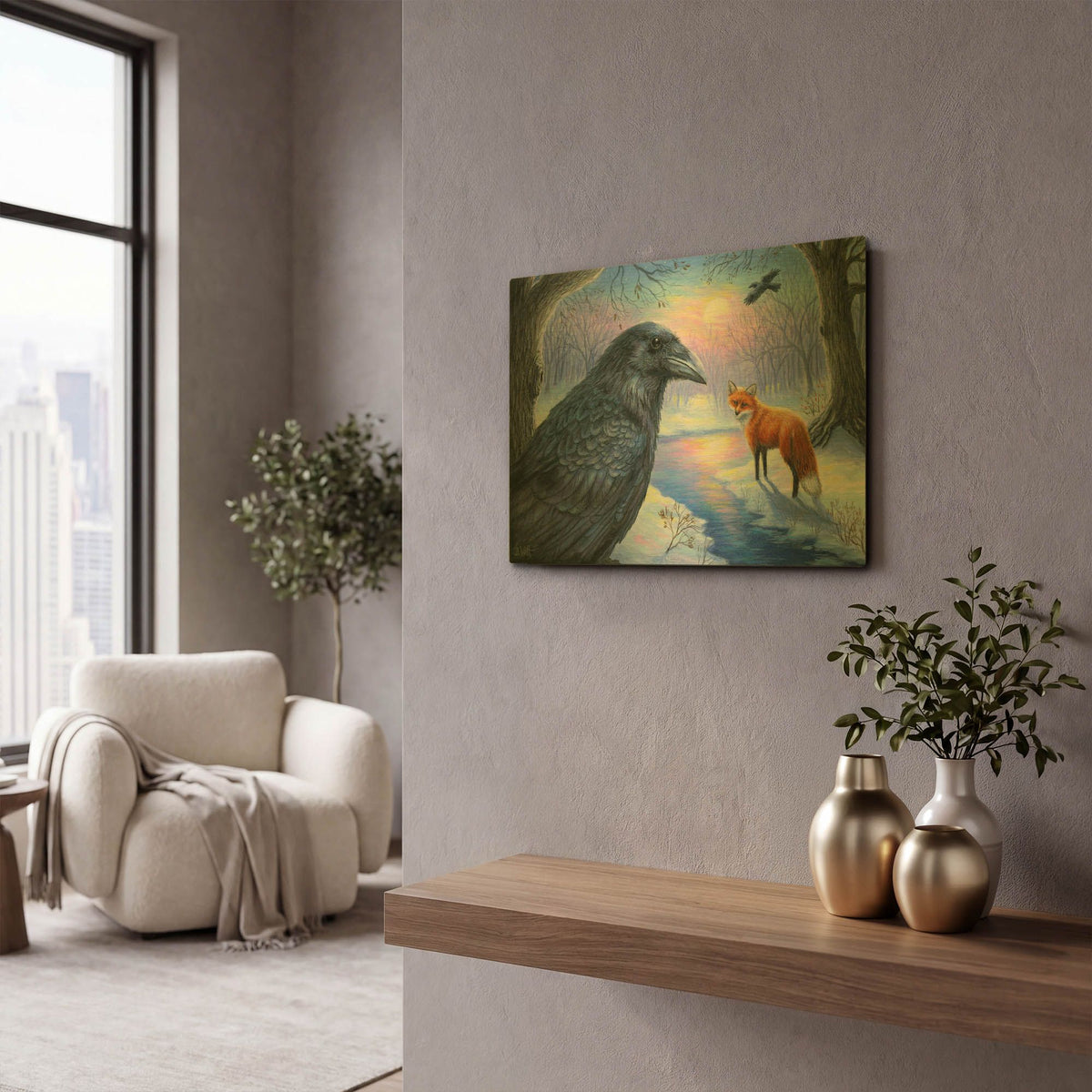 'Raven Moon' By Bridget Voth Gold Metal Wall Art