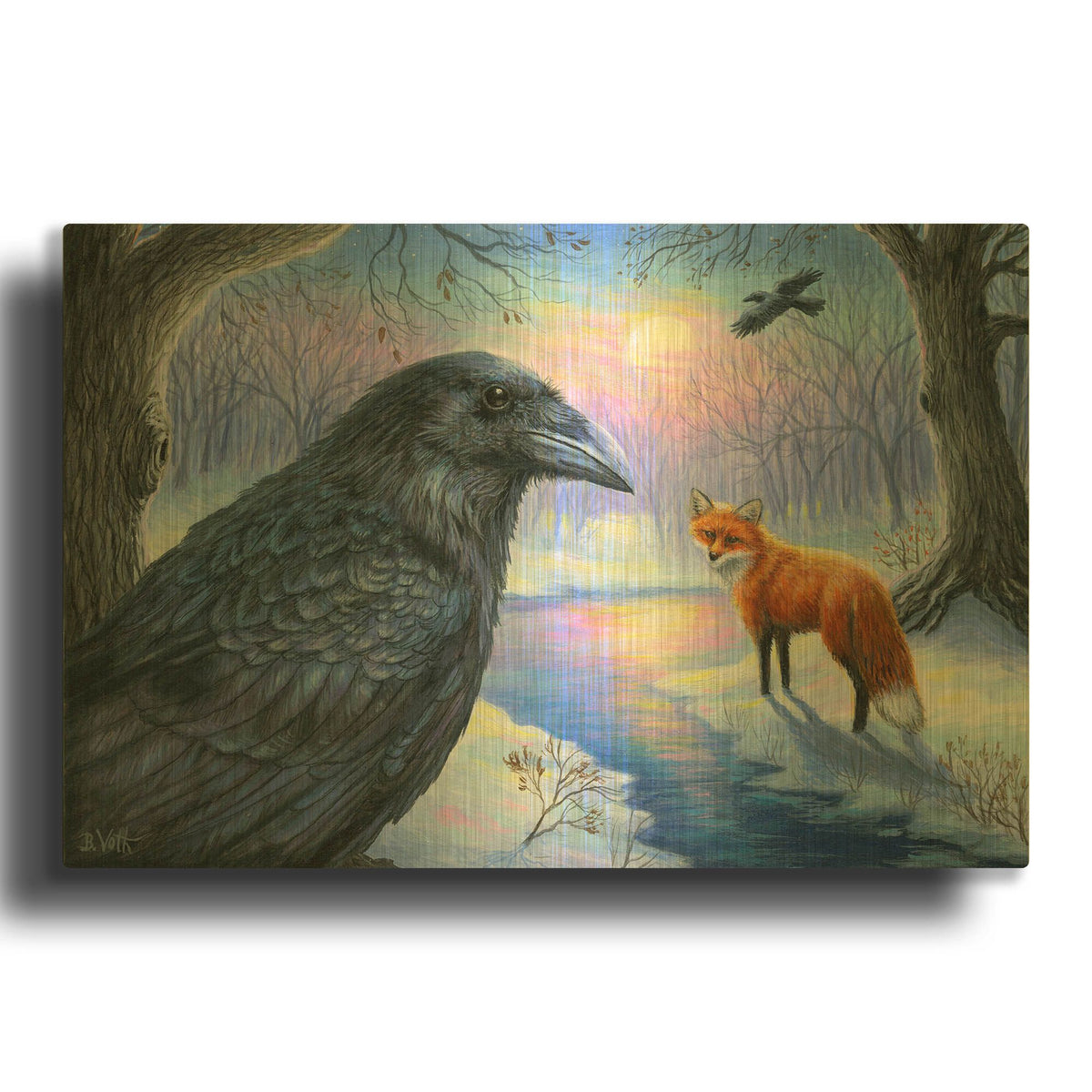 'Raven Moon' By Bridget Voth Gold Metal Wall Art