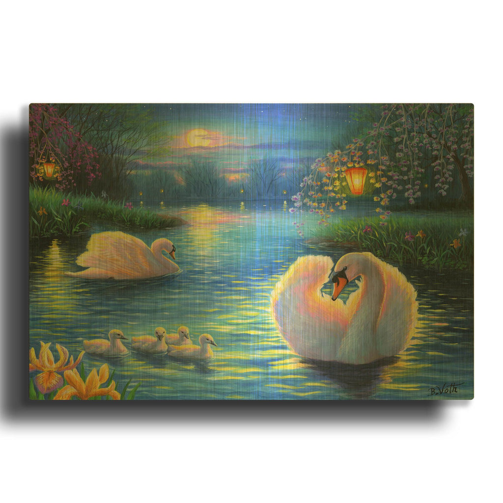 'Lamplight Lake' By Bridget Voth Gold Metal Wall Art