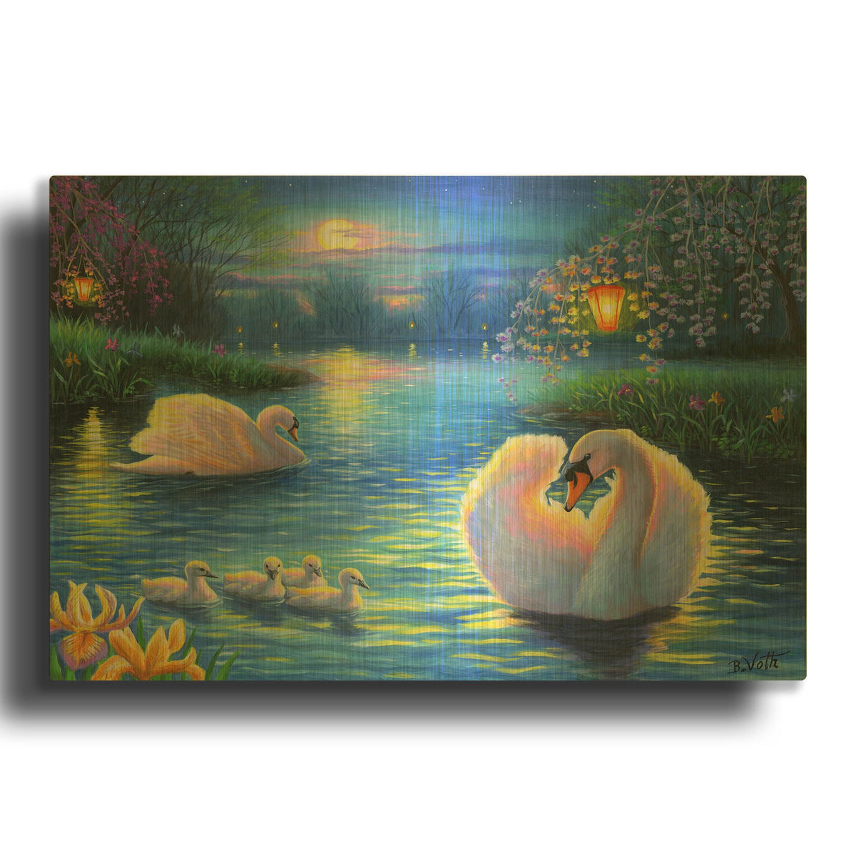 'Lamplight Lake' By Bridget Voth Gold Metal Wall Art