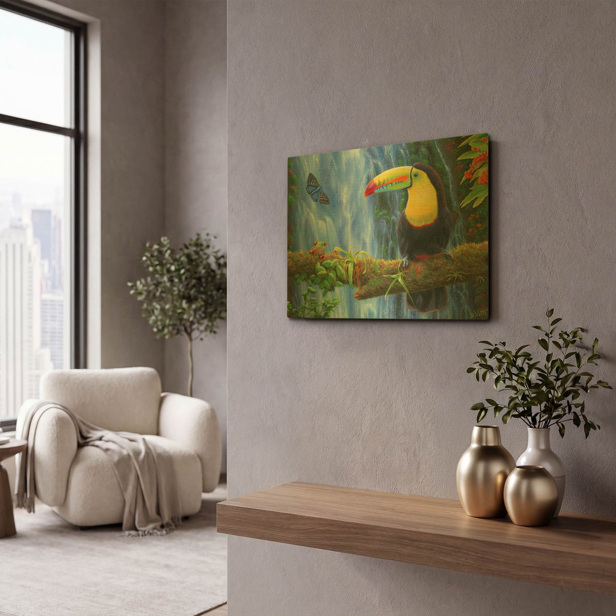 'Rain Forest Summer' By Bridget Voth Gold Metal Wall Art
