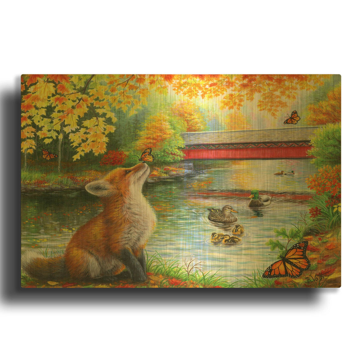 'Autumn For Little Fox' By Bridget Voth Gold Metal Wall Art