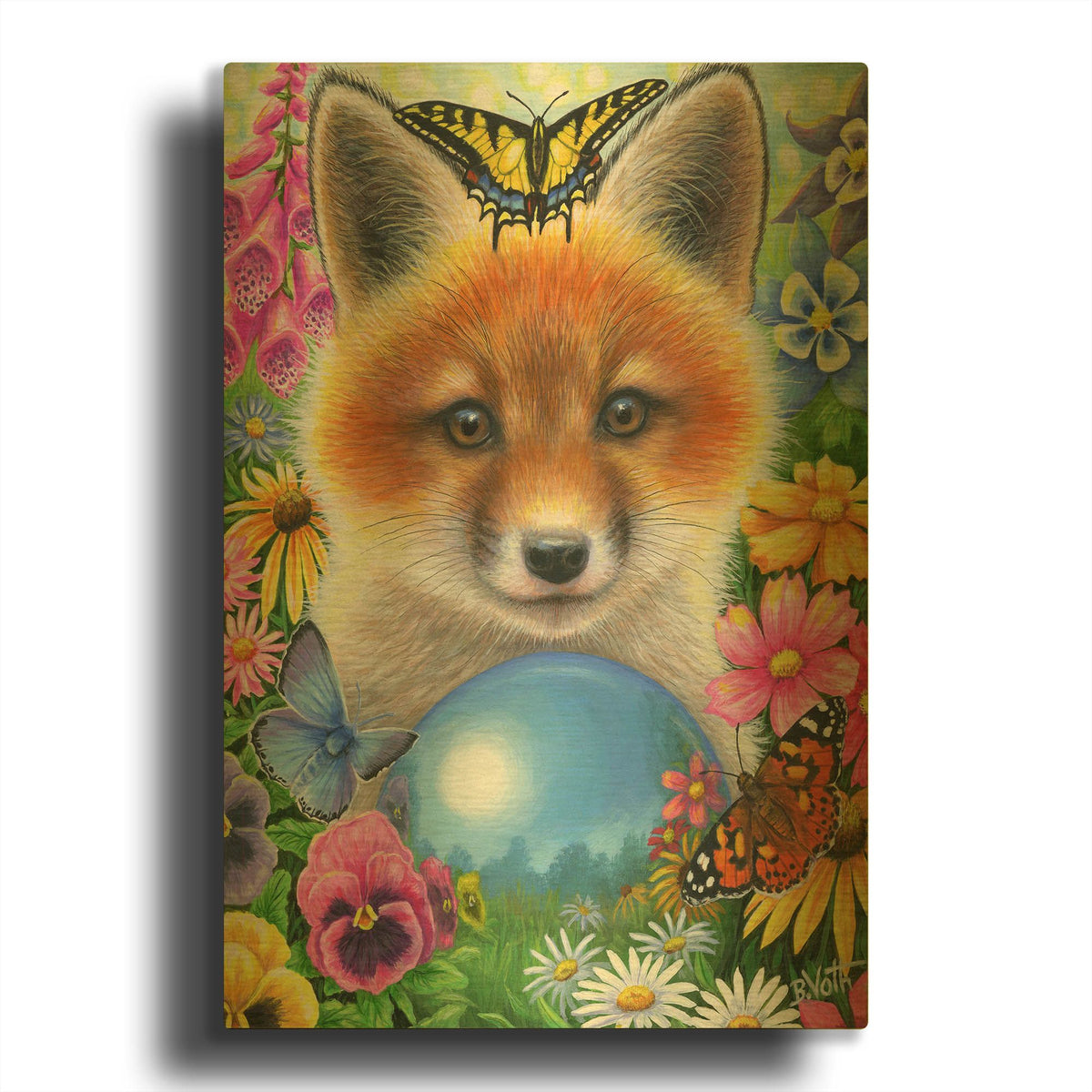 'Gazing in the Garden' By Bridget Voth Gold Metal Wall Art