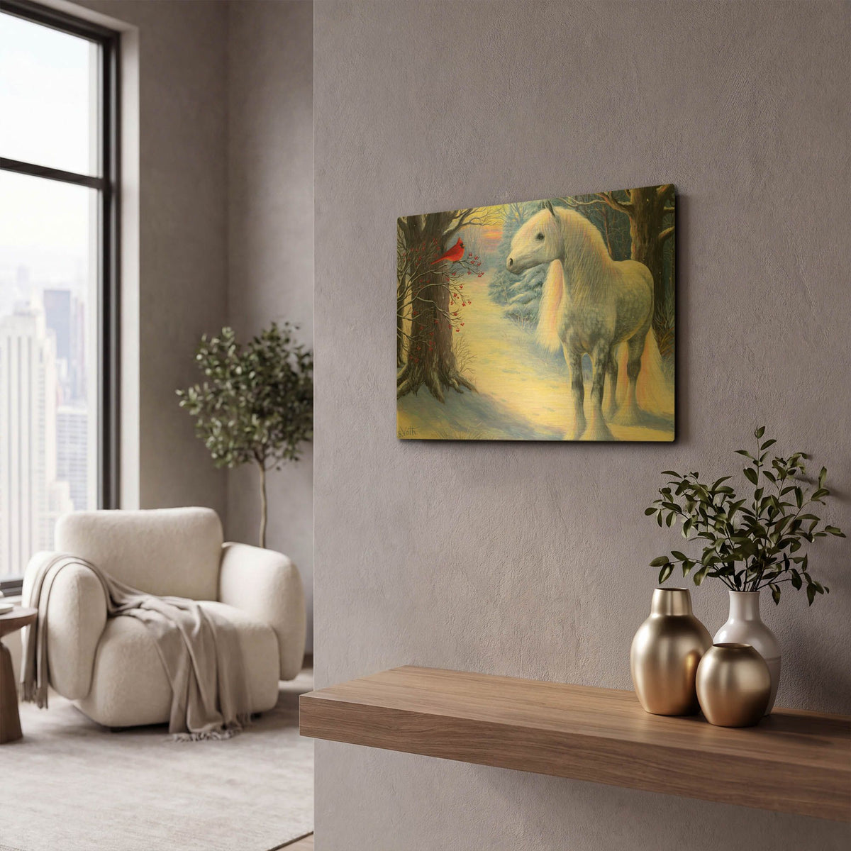 'Little Red Bird' By Bridget Voth Gold Metal Wall Art