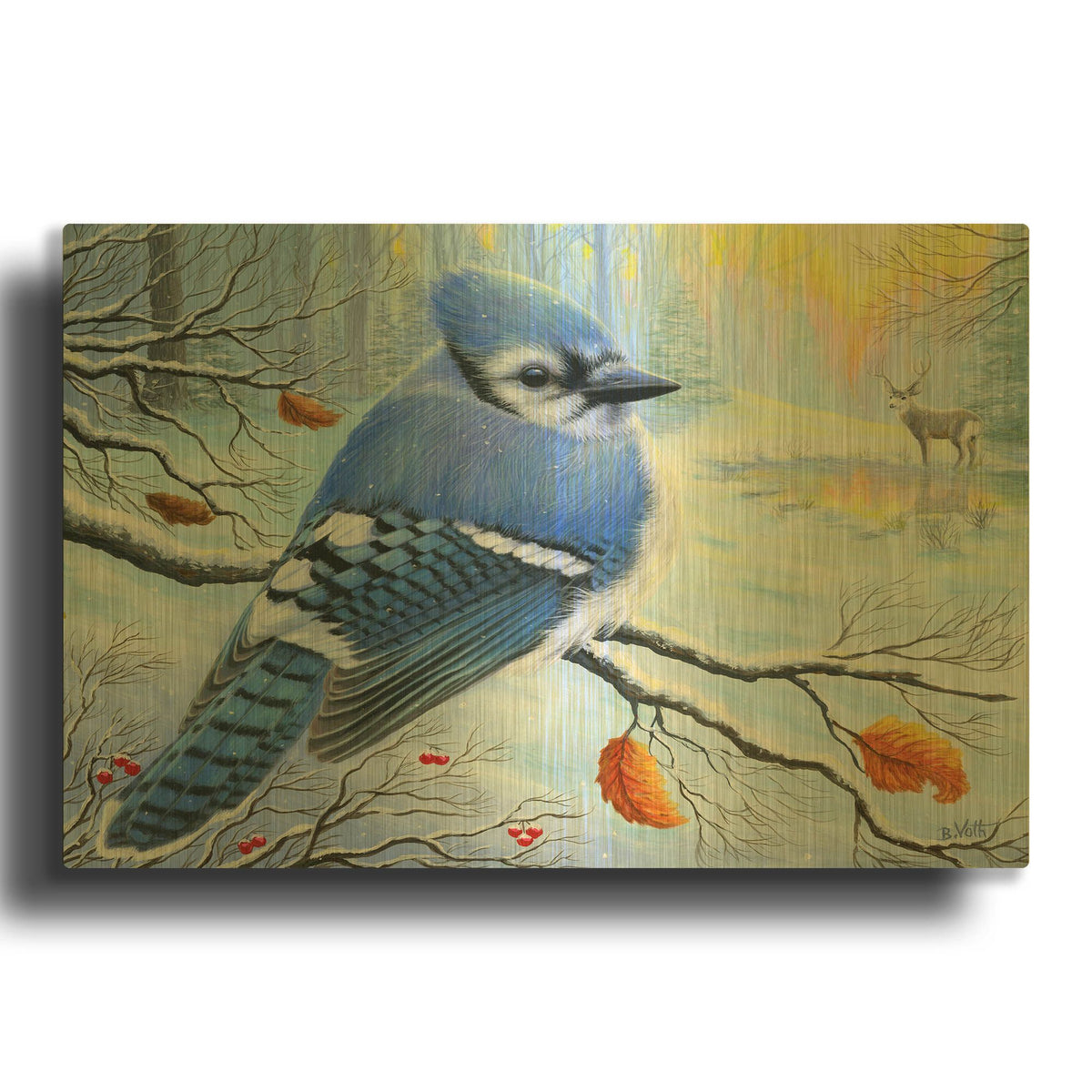 'Blue Winter Morning' By Bridget Voth Gold Metal Wall Art