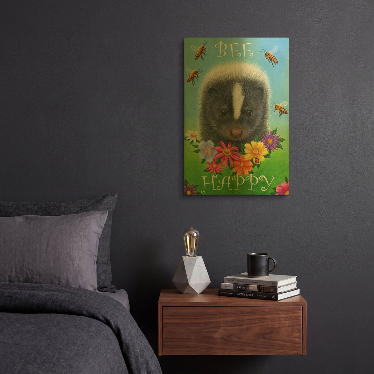 'Bee Happy 2' By Bridget Voth Gold Metal Wall Art