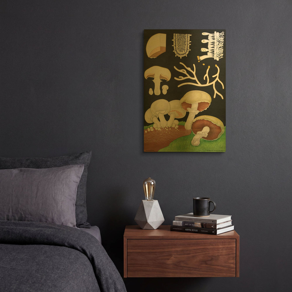 'Mushrooms' By Vintage Posters Gold Metal Wall Art
